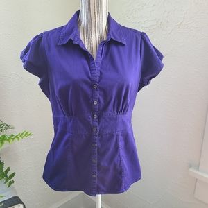 Banana Republic cap-sleeve button-up blouse